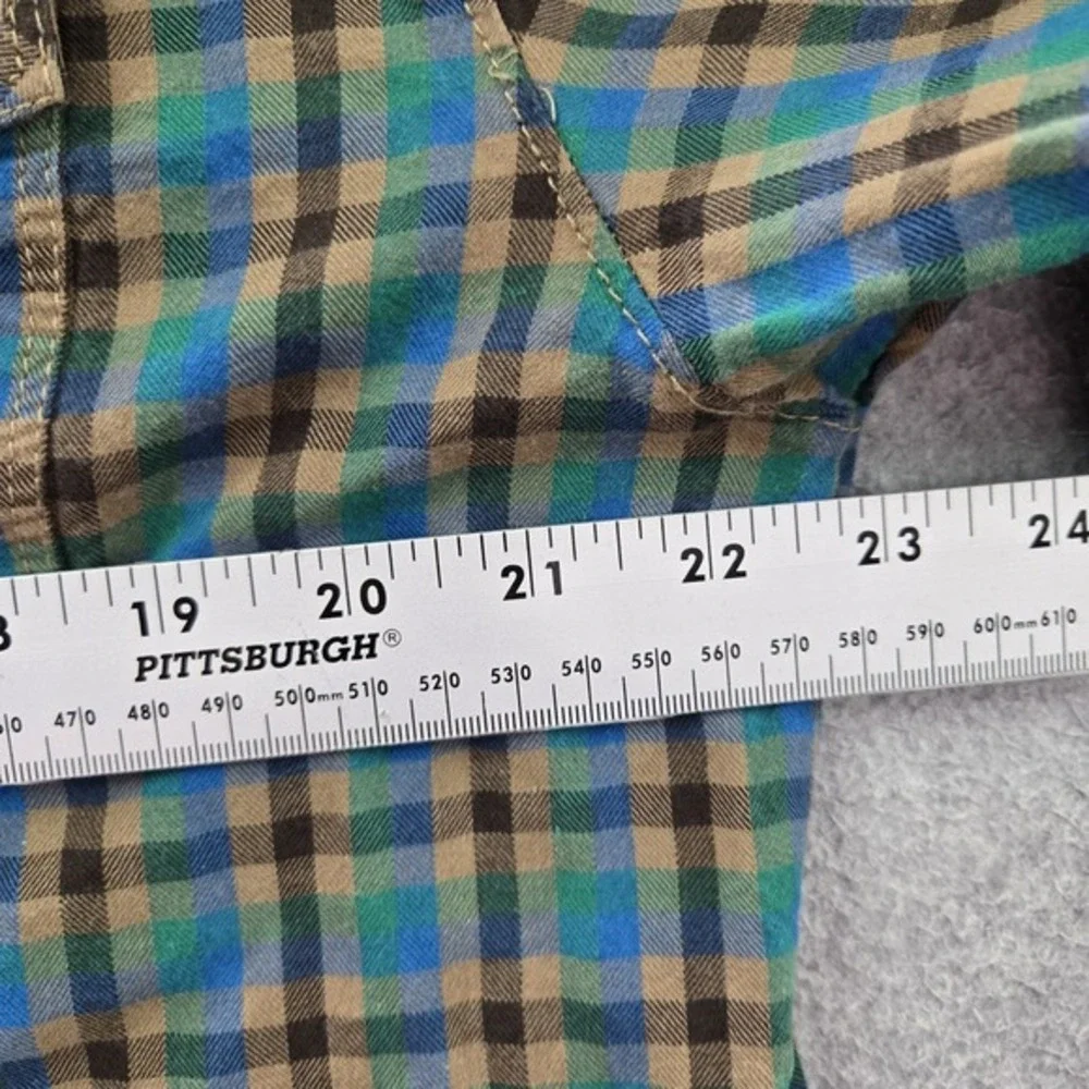 Vans Men‎ Button Up Shirt XL Green Blue Tan Black Plaid Western Work